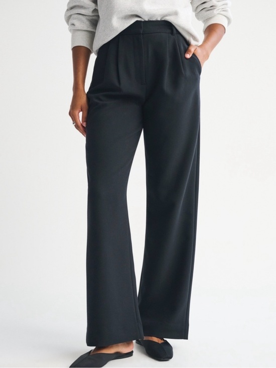 Abercrombie & Fitch Pants - Curve Love A&F Sloane Tailored Wide Leg Pant - Black